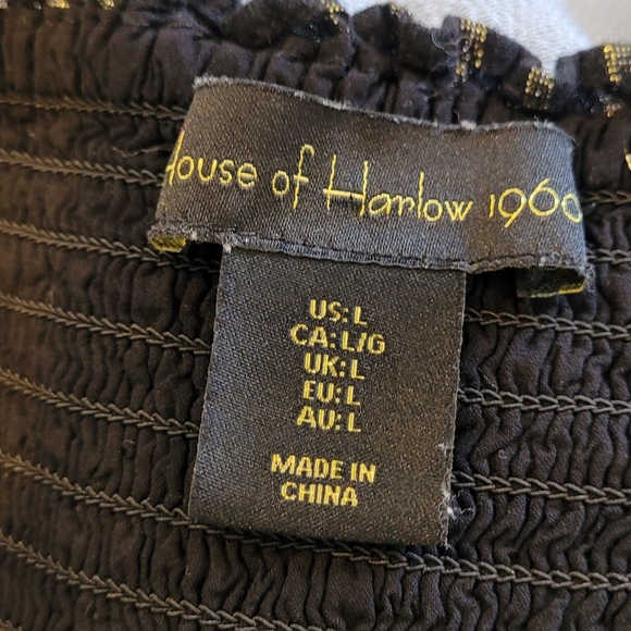 House of harlow black and gold smocked elastic dress - Picture 3 of 7